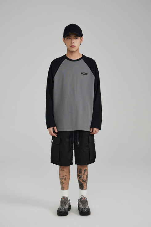 ICS Raglan Sleeve Contrast Color Long Sleeve T-shirt